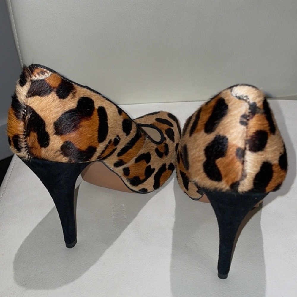Talbots Brown Black Leopard Real Calf Hair Skyla Pumps sz 8 heels sexy Like NEW - Picture 5 of 9
